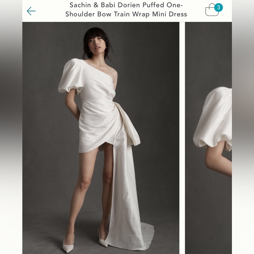 Sachin and Babi Dorian puffed one shoulder train wrap mini dress! 😍